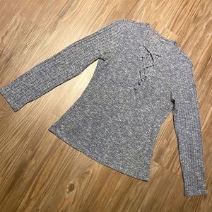 SheIn Grey Heathered Ridded Knit Sweater